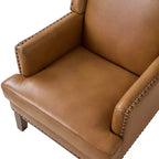 Fauteuil en cuir véritable Pedro avec cadre en bois massif et coussin d'assise amovible, lot de 2 | ART OF LIVING DESIGNS