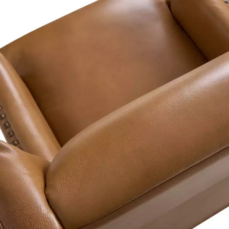 Fauteuil en cuir véritable Pedro avec cadre en bois massif et coussin d'assise amovible, lot de 2 | ART OF LIVING DESIGNS