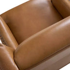 Fauteuil en cuir véritable Pedro avec cadre en bois massif et coussin d'assise amovible, lot de 2 | ART OF LIVING DESIGNS