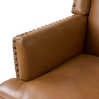 Fauteuil en cuir véritable Pedro avec cadre en bois massif et coussin d'assise amovible, lot de 2 | ART OF LIVING DESIGNS