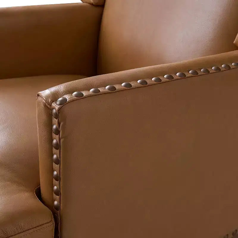Fauteuil en cuir véritable Pedro avec cadre en bois massif et coussin d'assise amovible, lot de 2 | ART OF LIVING DESIGNS
