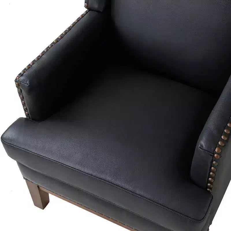 Fauteuil en cuir véritable Pedro avec cadre en bois massif et coussin d'assise amovible, lot de 2 | ART OF LIVING DESIGNS