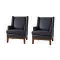 Pedro Genuine Leather Arm Chair with Solid Wood Frame and Removable Seat Cushion Set of 2|ART OF LIVING DESIGNS