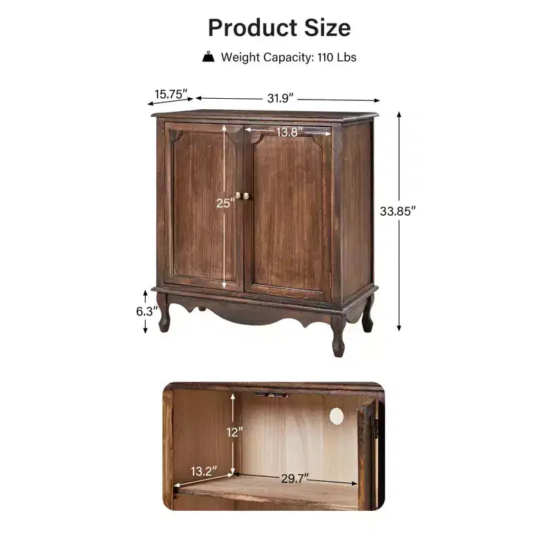 Hippe 34Tall-2 Meuble d'appoint de style ferme avec pieds réglables|Hulala Home