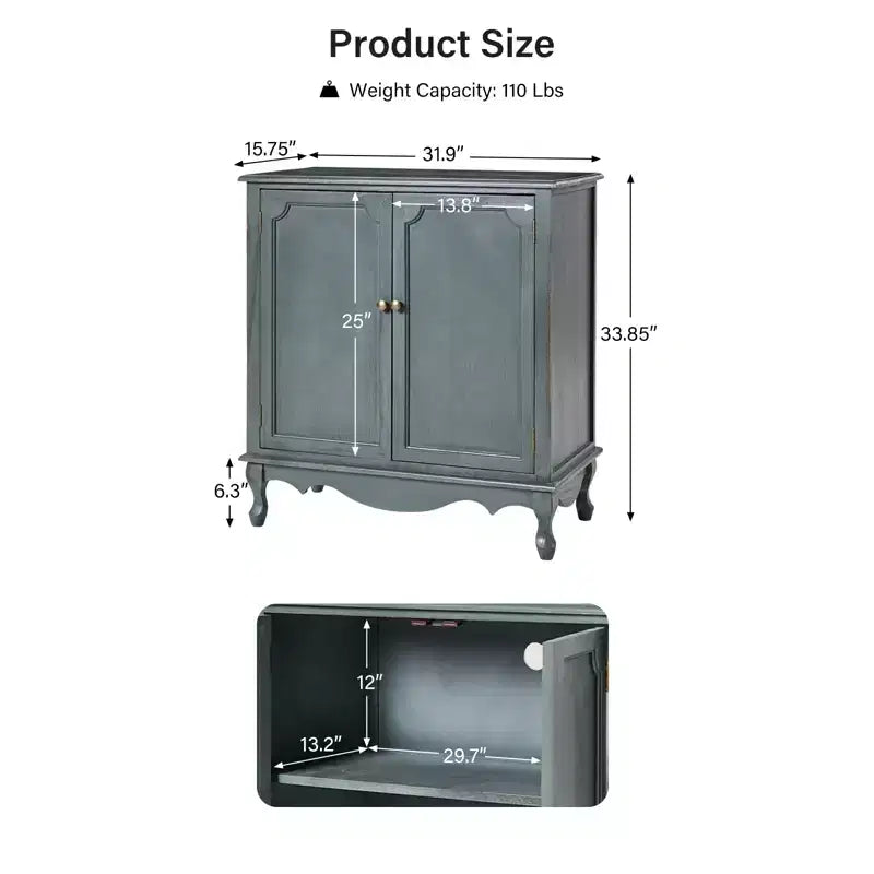 Hippe 34Tall-2 Meuble d'appoint de style ferme avec pieds réglables|Hulala Home