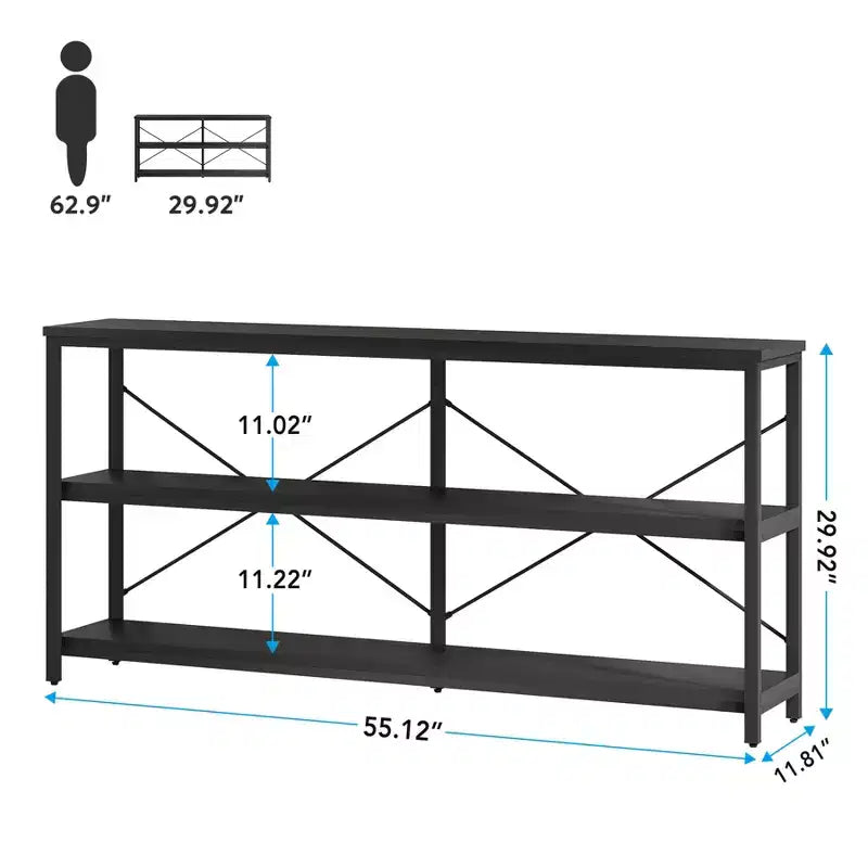 Lantine Meuble TV console à 3 niveaux de 140 cm de long pour canapé