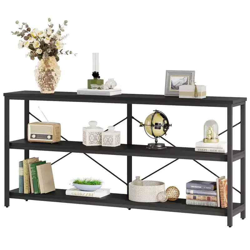 Lantine Meuble TV console à 3 niveaux de 140 cm de long pour canapé