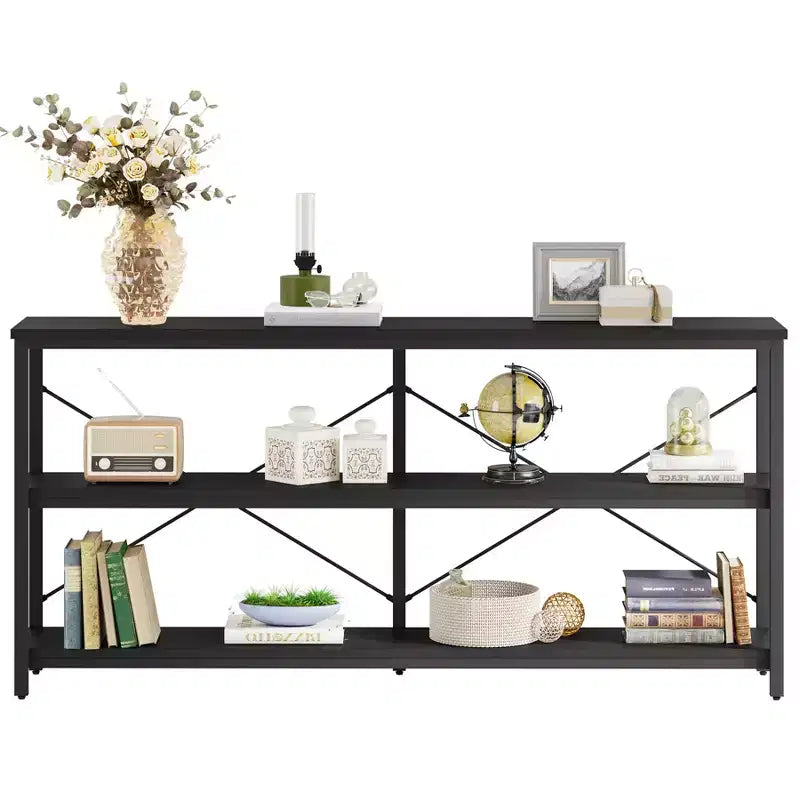 Lantine Meuble TV console à 3 niveaux de 140 cm de long pour canapé