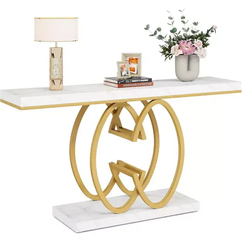 Tribesigns 55 Console Entryway Table with Geometric Metal Base