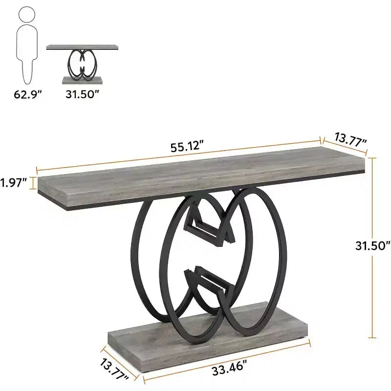Tribesigns Table Console d'entrée 55" avec Base en Métal Géométrique