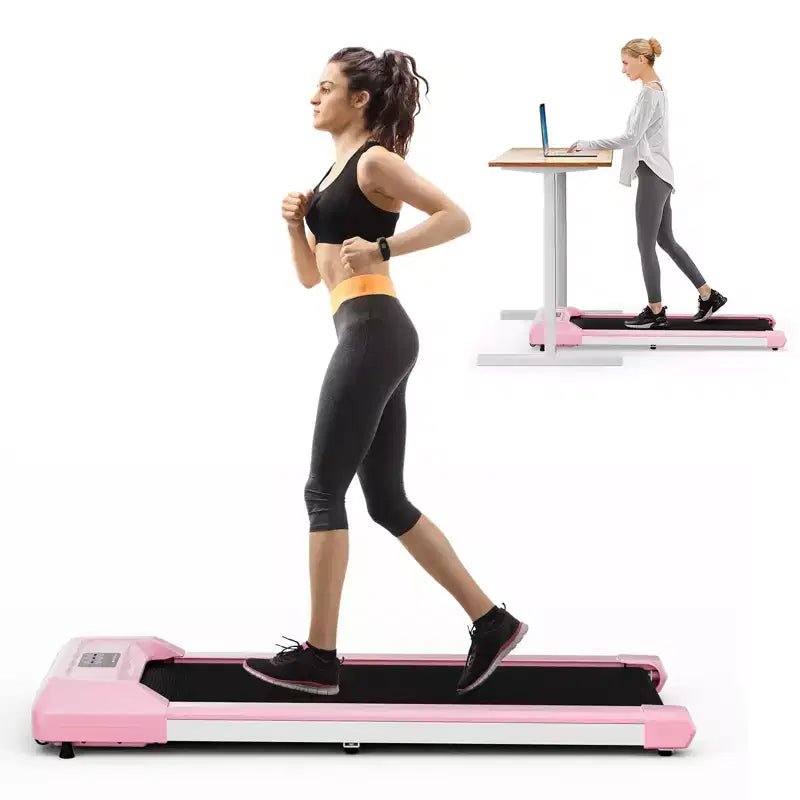 Costway Walking Pad w/265 lbs Capacity Remote Control & LED Display Under Desk Treadmill Gray\Black\Pink