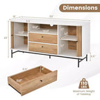 Meuble de rangement polyvalent Costway avec portes coulissantes et 2 tiroirs de rangement