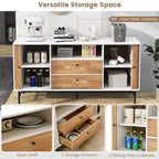 Meuble de rangement polyvalent Costway avec portes coulissantes et 2 tiroirs de rangement