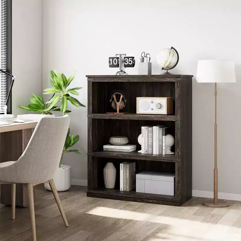 Bibliothèque à 3 étagères Whizmax, étagères de rangement autoportantes de 101,6 cm de haut, mobilier de décoration pour bureau à domicile, salon