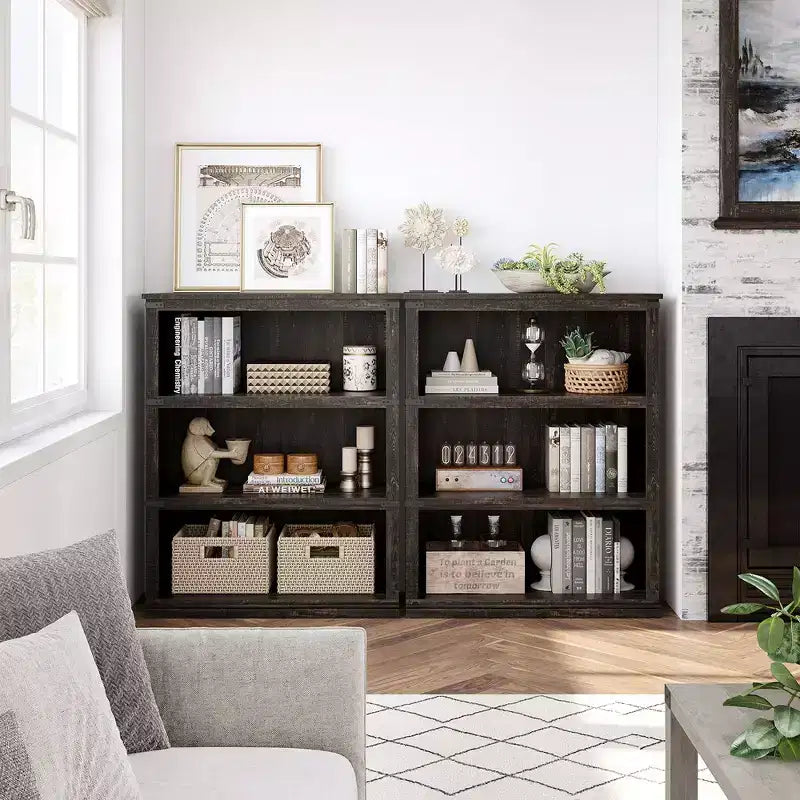 Bibliothèque à 3 étagères Whizmax, étagères de rangement autoportantes de 101,6 cm de haut, mobilier de décoration pour bureau à domicile, salon
