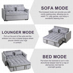 Causeuse de futon moderne en velours avec dossier inclinable et poches, 2 places – Gris foncé / Gris clair / Bleu / Noir