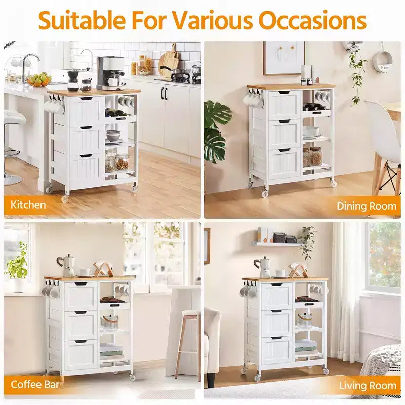 Yaheetech Desserte de cuisine roulante chariot de cuisine avec placard et tiroir