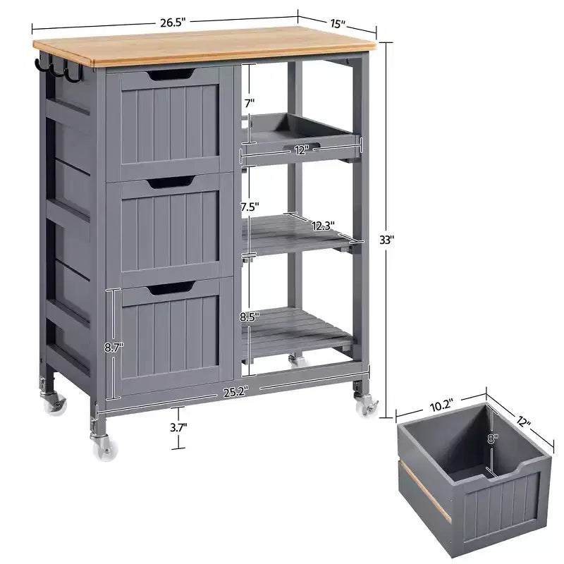 Yaheetech Desserte de cuisine roulante chariot de cuisine avec placard et tiroir