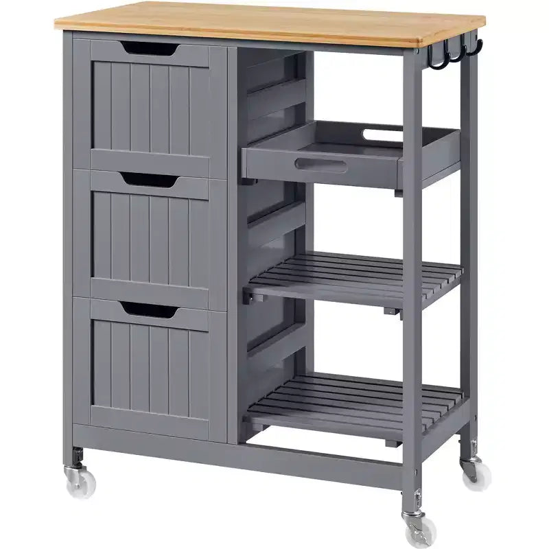 Yaheetech Rolling Kitchen Island Kitchen Cart with Cabinet & Drawer