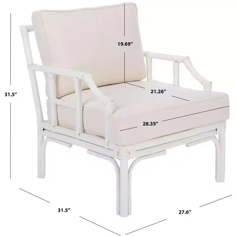 Fauteuil d'appoint Kazumi avec coussin - ACH6508 - Blanc - Safavieh