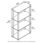 Furinno Étagère de Rangement Multifonction à 4 Niveaux avec Tubes Carrés, Bibliothèque Ouverte, Pin Ambre/Noir
