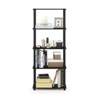 Furinno Modern Bibliothèque décorative à 5 niveaux Étagère de rangement ouverte polyvalente Présentoir pour salon, bureau à domicile et chambre d'enfant, Americano/Noir