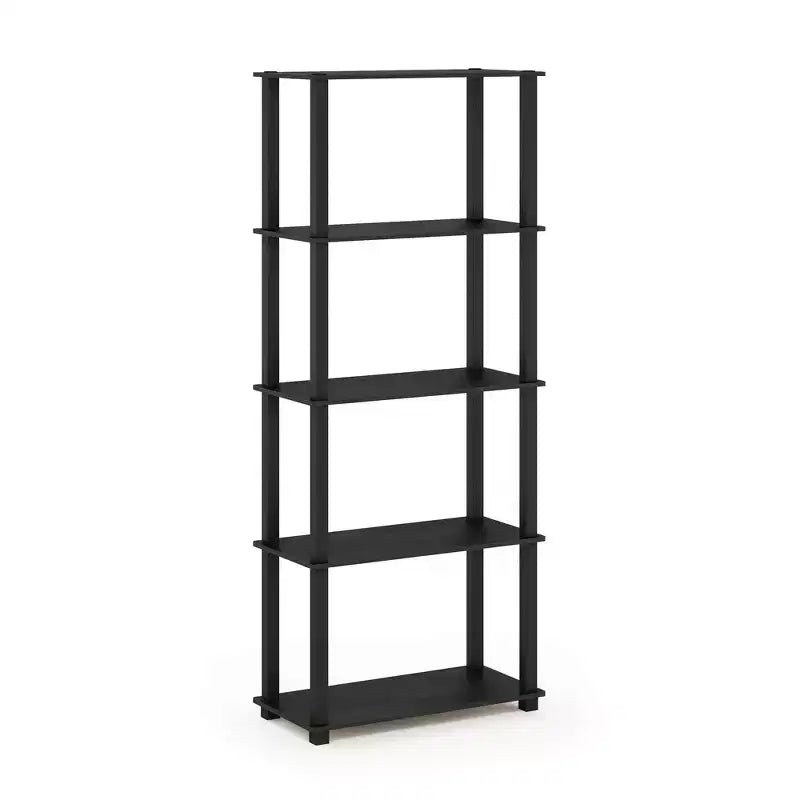 Furinno Modern Bibliothèque décorative à 5 niveaux Étagère de rangement ouverte polyvalente Présentoir pour salon, bureau à domicile et chambre d'enfant, Americano/Noir