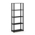 Furinno Modern Bibliothèque décorative à 5 niveaux Étagère de rangement ouverte polyvalente Présentoir pour salon, bureau à domicile et chambre d'enfant, Americano/Noir