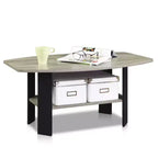 Furinno 35.5 Table basse industrielle au design simple à 2 niveaux rectangulaire pour salon, Marron foncé