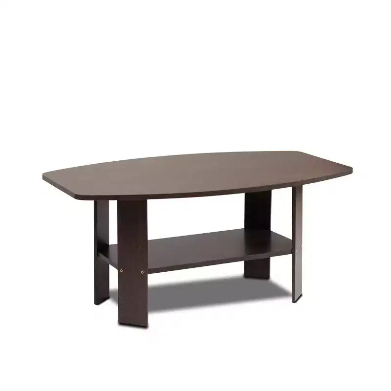 Furinno 35.5 Table basse industrielle au design simple à 2 niveaux rectangulaire pour salon, Marron foncé