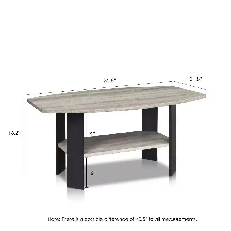 Furinno 35.5 Table basse industrielle au design simple à 2 niveaux rectangulaire pour salon, Marron foncé