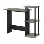 Furinno Bureau d'ordinateur moderne pour bureau à domicile, table d'étude pour ordinateur portable avec support de tour PC et étagère de rangement ouverte, chêne gris/noir