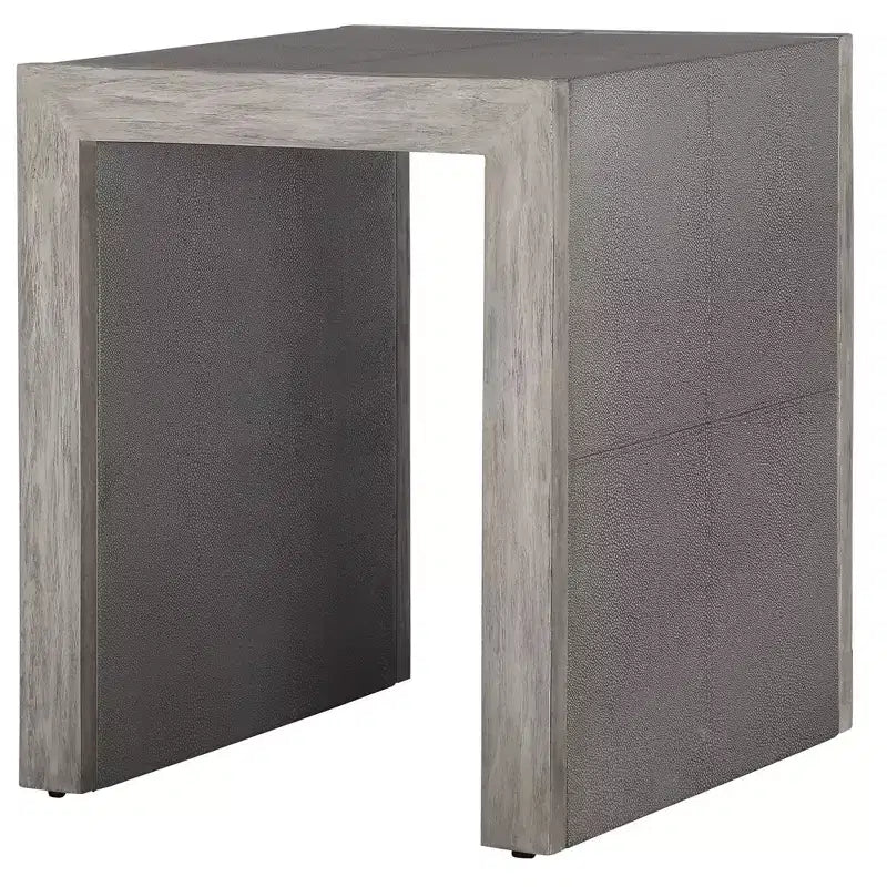 Table d'appoint Uttermost Aerina 20 large gris clair en similicuir grainé