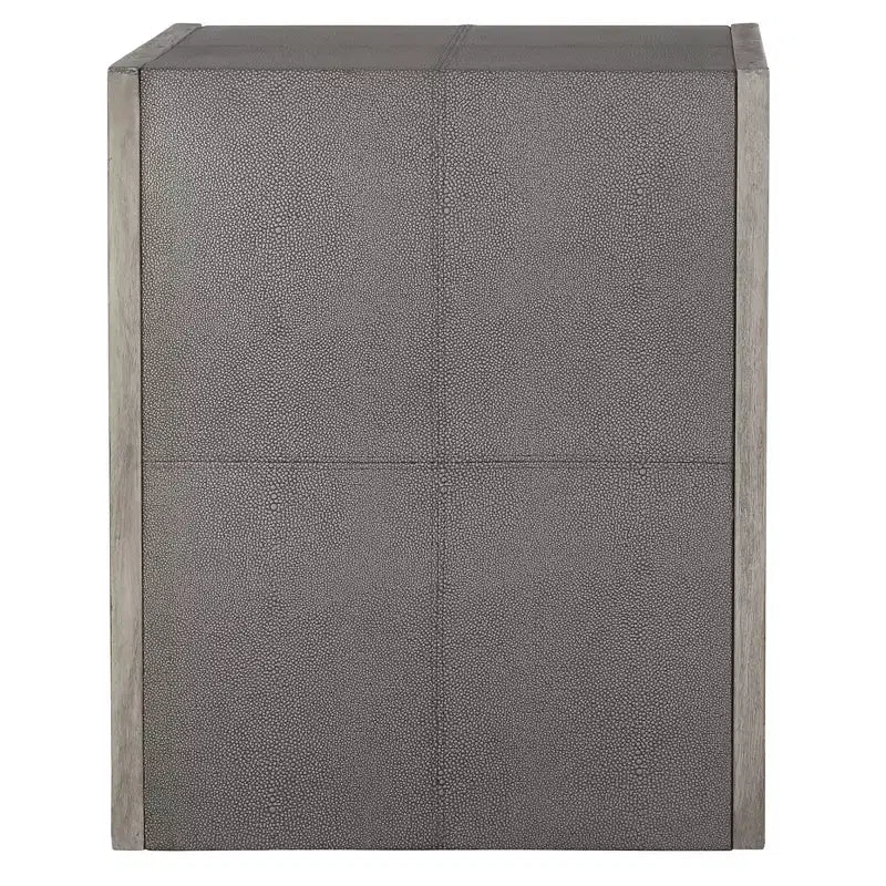 Table d'appoint Uttermost Aerina 20 large gris clair en similicuir grainé