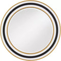 Possini Euro Design Cape Cod Round Vanity Wall Mirror Modern Beveled Glass Black White Gold Frame 31 1/2 Wide for Bathroom Home