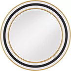 Possini Euro Design Cape Cod Round Vanity Wall Mirror Modern Beveled Glass Black White Gold Frame 31 1/2 Wide for Bathroom Home