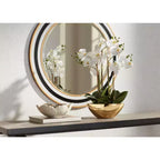 Miroir mural rond de vanité Cape Cod de Possini Euro Design, verre biseauté moderne, cadre noir, blanc ou doré, 31 1/2 pouces de large, pour salle de bain et maison.