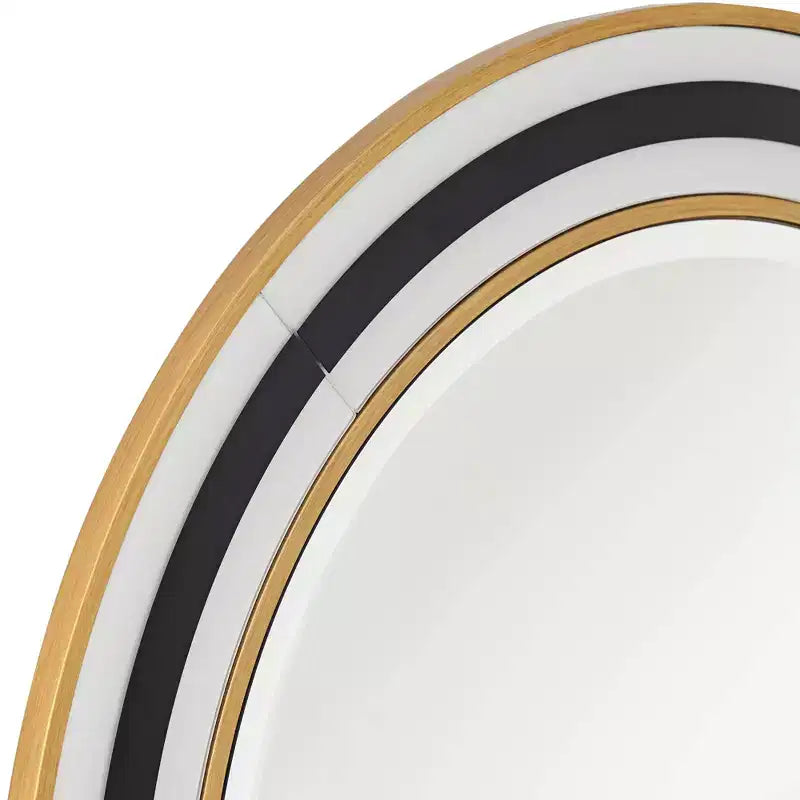 Miroir mural rond de vanité Cape Cod de Possini Euro Design, verre biseauté moderne, cadre noir, blanc ou doré, 31 1/2 pouces de large, pour salle de bain et maison.