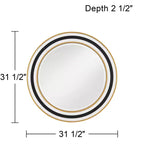 Miroir mural rond de vanité Cape Cod de Possini Euro Design, verre biseauté moderne, cadre noir, blanc ou doré, 31 1/2 pouces de large, pour salle de bain et maison.
