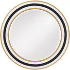Miroir mural rond de vanité Cape Cod de Possini Euro Design, verre biseauté moderne, cadre noir, blanc ou doré, 31 1/2 pouces de large, pour salle de bain et maison.
