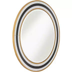 Miroir mural rond de vanité Cape Cod de Possini Euro Design, verre biseauté moderne, cadre noir, blanc ou doré, 31 1/2 pouces de large, pour salle de bain et maison.