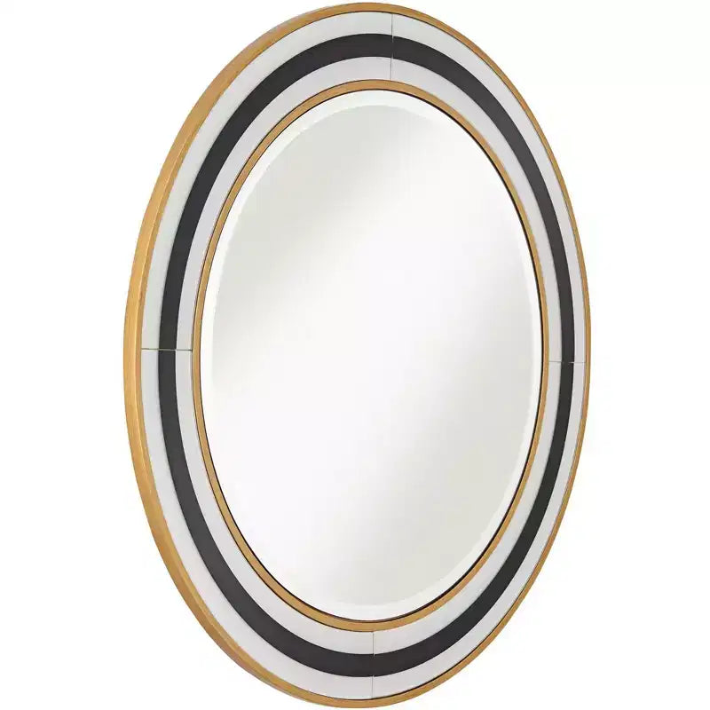 Miroir mural rond de vanité Cape Cod de Possini Euro Design, verre biseauté moderne, cadre noir, blanc ou doré, 31 1/2 pouces de large, pour salle de bain et maison.