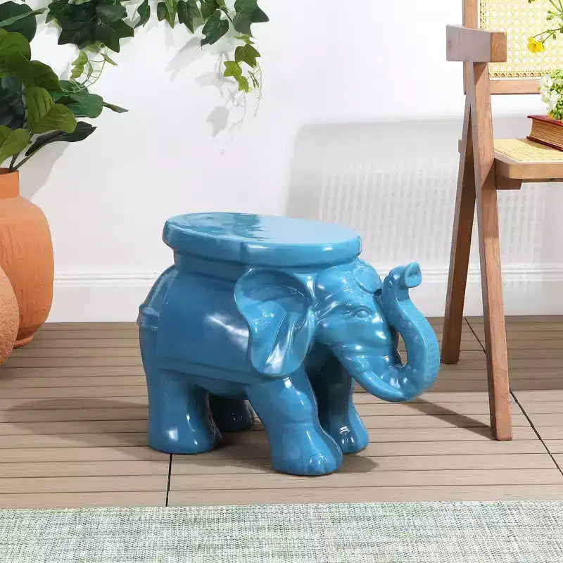JONATHAN Y Tabouret de jardin/Table d'appoint en céramique White Elephant 14.25