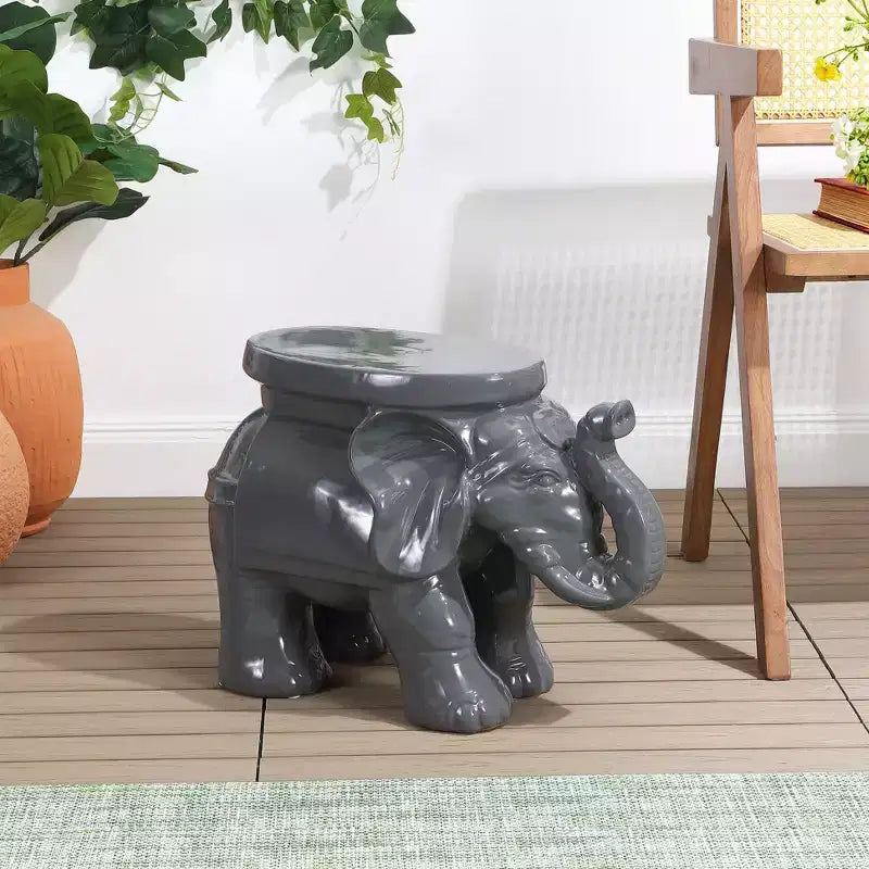 JONATHAN Y Tabouret de jardin/Table d'appoint en céramique White Elephant 14.25