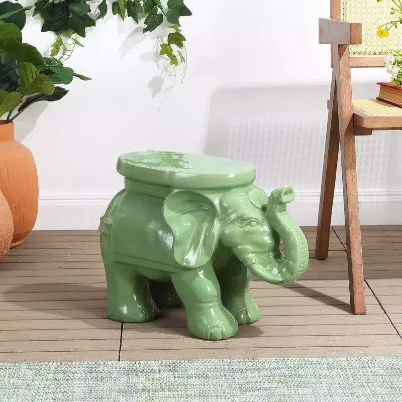 JONATHAN Y Tabouret de jardin/Table d'appoint en céramique White Elephant 14.25