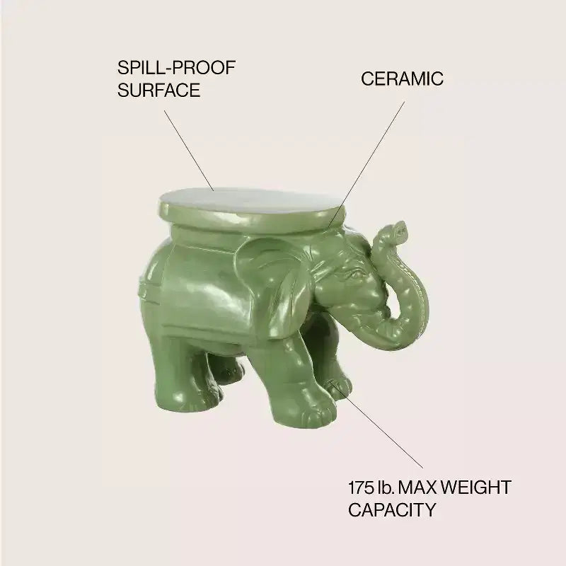 JONATHAN Y Tabouret de jardin/Table d'appoint en céramique White Elephant 14.25