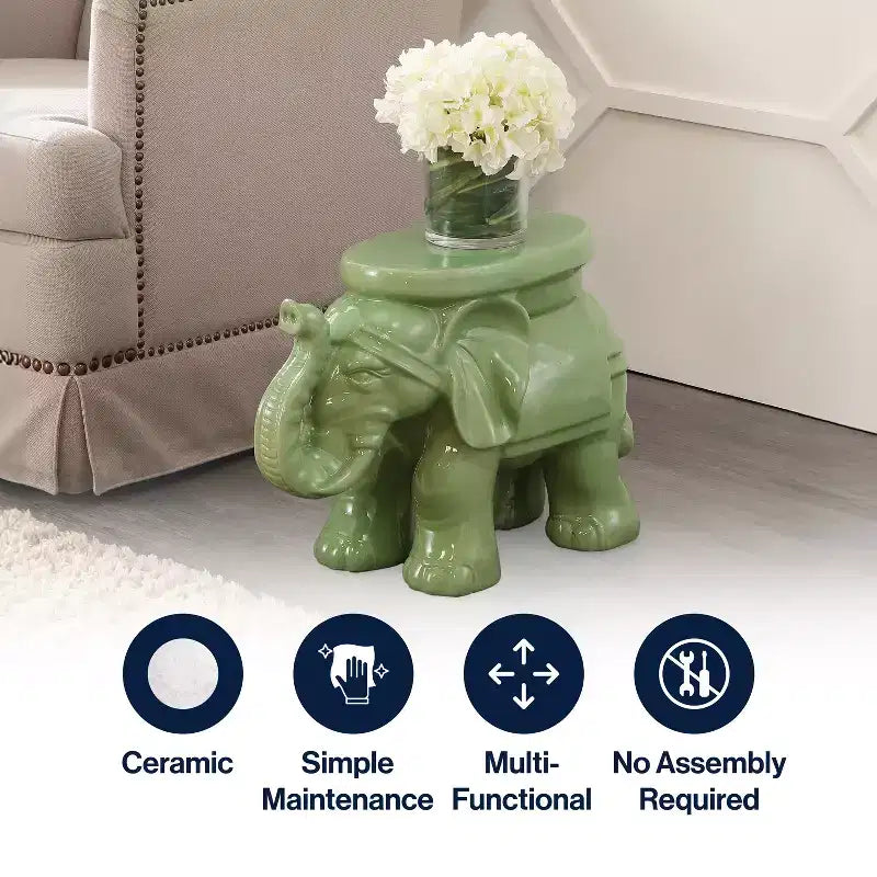 JONATHAN Y Tabouret de jardin/Table d'appoint en céramique White Elephant 14.25