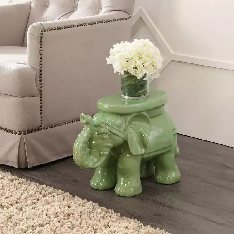 JONATHAN Y Tabouret de jardin/Table d'appoint en céramique White Elephant 14.25