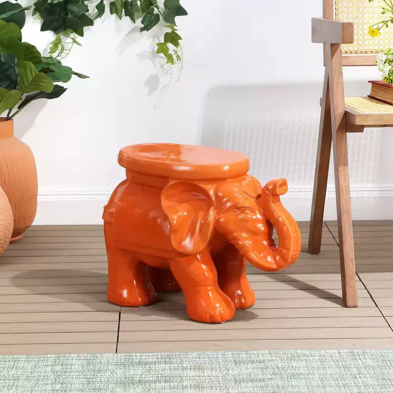JONATHAN Y Tabouret de jardin/Table d'appoint en céramique White Elephant 14.25