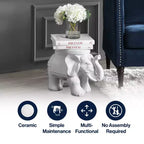 JONATHAN Y Tabouret de jardin/Table d'appoint en céramique White Elephant 14.25